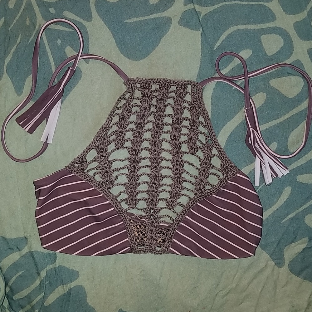 Acacia swimwear fig cape cod panama bikini top XS